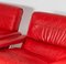 Mid-Century Pieff Gamma Red Leather Tubular Chrome Suite with Swivel Chairs, Armchairs and Footstool, Set of 5 29