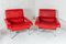 Mid-Century Pieff Gamma Red Leather Tubular Chrome Suite with Swivel Chairs, Armchairs and Footstool, Set of 5 13