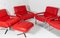 Mid-Century Pieff Gamma Red Leather Tubular Chrome Suite with Swivel Chairs, Armchairs and Footstool, Set of 5 35