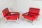 Mid-Century Pieff Gamma Red Leather Tubular Chrome Suite with Swivel Chairs, Armchairs and Footstool, Set of 5 12