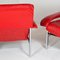 Mid-Century Pieff Gamma Red Leather Tubular Chrome Suite with Swivel Chairs, Armchairs and Footstool, Set of 5 8