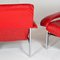 Mid-Century Pieff Gamma Red Leather Tubular Chrome Suite with Swivel Chairs, Armchairs and Footstool, Set of 5, Image 8