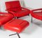 Mid-Century Pieff Gamma Red Leather Tubular Chrome Suite with Swivel Chairs, Armchairs and Footstool, Set of 5, Image 32