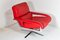 Mid-Century Pieff Gamma Red Leather Tubular Chrome Suite with Swivel Chairs, Armchairs and Footstool, Set of 5 27