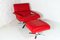 Mid-Century Pieff Gamma Red Leather Tubular Chrome Suite with Swivel Chairs, Armchairs and Footstool, Set of 5 20