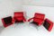 Mid-Century Pieff Gamma Red Leather Tubular Chrome Suite with Swivel Chairs, Armchairs and Footstool, Set of 5, Image 14