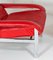 Mid-Century Pieff Gamma Red Leather Tubular Chrome Suite with Swivel Chairs, Armchairs and Footstool, Set of 5 10