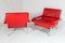 Mid-Century Pieff Gamma Red Leather Tubular Chrome Suite with Swivel Chairs, Armchairs and Footstool, Set of 5 11