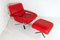Mid-Century Pieff Gamma Red Leather Tubular Chrome Suite with Swivel Chairs, Armchairs and Footstool, Set of 5, Image 19