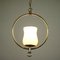 Art Deco Brass Ring Pendant Lamp with Glass Shade on Chain 4