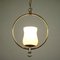 Art Deco Brass Ring Pendant Lamp with Glass Shade on Chain, Image 4