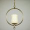 Art Deco Brass Ring Pendant Lamp with Glass Shade on Chain 2