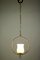 Art Deco Brass Ring Pendant Lamp with Glass Shade on Chain 6