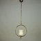 Art Deco Brass Ring Pendant Lamp with Glass Shade on Chain 1