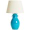 Vintage Turquoise Table Lamp by Primavera for Ceramiques d'Art de Bordeaux 1