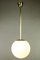 Lampe à Suspension Style Art Déco ou Bauhaus en Laiton et Verre Opalin, 1940s 2