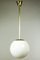 Art Deco or Bauhaus Style Brass & Opaline Glass Globe Pendant Lamp, 1940s 1