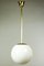 Lampada a sospensione sferica Art Déco in ottone e vetro opalino, anni '40, Immagine 1