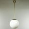 Art Deco or Bauhaus Style Brass & Opaline Glass Globe Pendant Lamp, 1940s 5