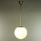 Art Deco or Bauhaus Style Brass & Opaline Glass Globe Pendant Lamp, 1940s 4