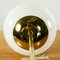 Lampada a sospensione sferica Art Déco in ottone e vetro opalino, anni '40, Immagine 10