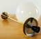Lampada a sospensione sferica Art Déco in ottone e vetro opalino, anni '40, Immagine 9