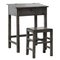 Antique Gray Lacquered Desk and Stool, Set of 2 1