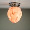 Art Deco Ceiling Lamp with Light Pink Marbled Glass Shade, 1930s 2