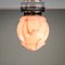 Art Deco Ceiling Lamp with Light Pink Marbled Glass Shade, 1930s, Image 5