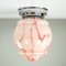 Art Deco Ceiling Lamp with Light Pink Marbled Glass Shade, 1930s 1