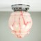 Art Deco Ceiling Lamp with Light Pink Marbled Glass Shade, 1930s, Image 1