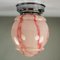 Art Deco Ceiling Lamp with Light Pink Marbled Glass Shade, 1930s, Image 4