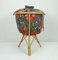 Decorative Bamboo & Rattan Sewing or Knitting Basket with Colorful Floral Fabric, 1950s 6