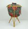 Decorative Bamboo & Rattan Sewing or Knitting Basket with Colorful Floral Fabric, 1950s, Image 6