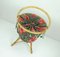 Decorative Bamboo & Rattan Sewing or Knitting Basket with Colorful Floral Fabric, 1950s 5