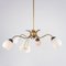 Brass & Glass 6-Light Pendant Lamp, 1950s 1