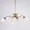 Brass & Glass 6-Light Pendant Lamp, 1950s, Image 1