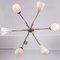 Brass & Glass 6-Light Pendant Lamp, 1950s 3