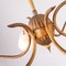 Brass & Glass 6-Light Pendant Lamp, 1950s 6