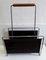 Chrome-Plated Iron & Black Leatherette Magazine Rack with Teak Handle, 1970s 1