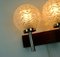 Rosewood & Chrome Wall Lamp with Etched Glass Globes with Relief Pattern, 1970s 5