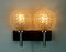 Rosewood & Chrome Wall Lamp with Etched Glass Globes with Relief Pattern, 1970s 8