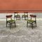 Mid-Century Modern Italian Dark Stained Chairs with Original Velvet Set, 1960s 2