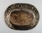 Large Oval Serving Dish in Metal with Classicist Hunting Scene 5