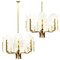 Large Glass & Brass Chandelier by Carl Fagerlund for Orrefors, Set of 2 1