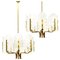 Large Glass & Brass Chandelier by Carl Fagerlund for Orrefors, Set of 2, Image 1