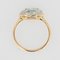 French Art Deco Aquamarine Diamond 18 Karat Yellow Gold Platinum Ring 10