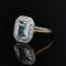 French Art Deco Aquamarine Diamond 18 Karat Yellow Gold Platinum Ring 3