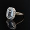 French Art Deco Aquamarine Diamond 18 Karat Yellow Gold Platinum Ring, Image 3