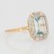 French Art Deco Aquamarine Diamond 18 Karat Yellow Gold Platinum Ring, Image 8